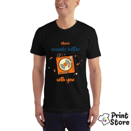 Music sounds better with you - crna muška majica - Print Store