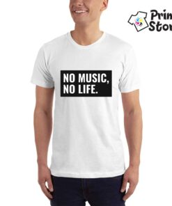 No music No life bela muška majica