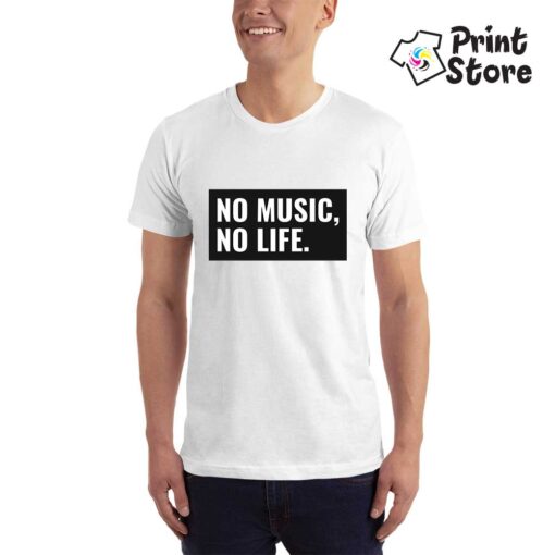 No music No life bela muška majica