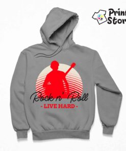 Rock'n Roll live hard - sivi duks - Print Store