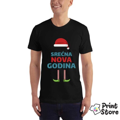 Srećna nova godina muška crna majica sa novogodišnjim motivom.