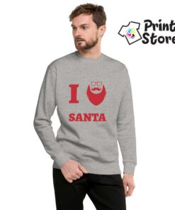I love Santa sivi muški duks. Upotpunite novogodišnji outfit sa duksevi iz online shopa Print Store