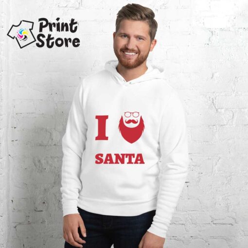 I love santa beli muški duks sa kapuljačom - Originalni novogodišnji poklon