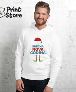 Novogodišnji duks beli sa kapuljačom - Srećna nova godina