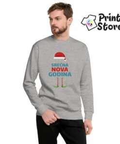 Srećna nova godina sivi muški duks. Idealan poklon za novogodišnje praznike.