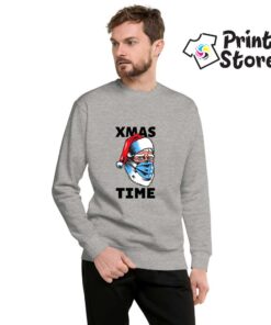 Xmas time maska sivi duks za muške. Novogodišnji duksevi u online prodavnici Print Store za lepše praznike.