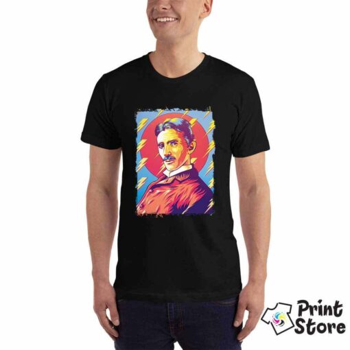 Muška majica crna boja Nikola Tesla. Štampa na majicama Novi Sad