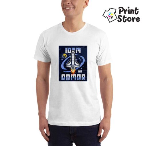 Idem na odmor raketa muška bela majica, napravi svoju smešnu majicu u Print Store online prodavnici