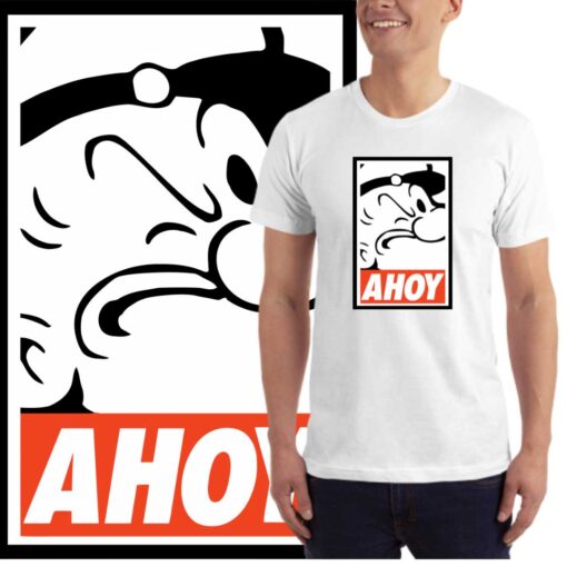 Popaj-AHOY-muška-bela-majica