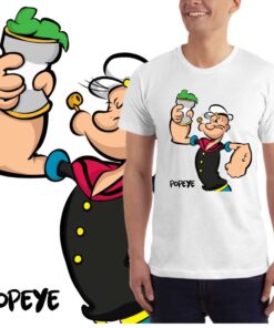 Popaj-drži-spanać-muška-bela-majica