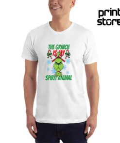 The-grinch-is-my-spirit-animal-Muška-bela-majica-kratak-rukav