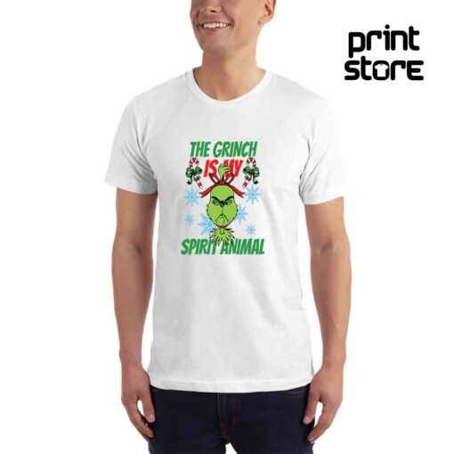 The-grinch-is-my-spirit-animal-Muška-bela-majica-kratak-rukav