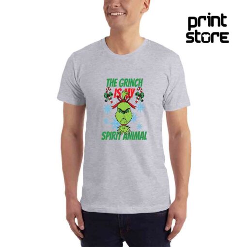 The-grinch-is-my-spirit-animal-Muška-siva-majica-kratak-rukav